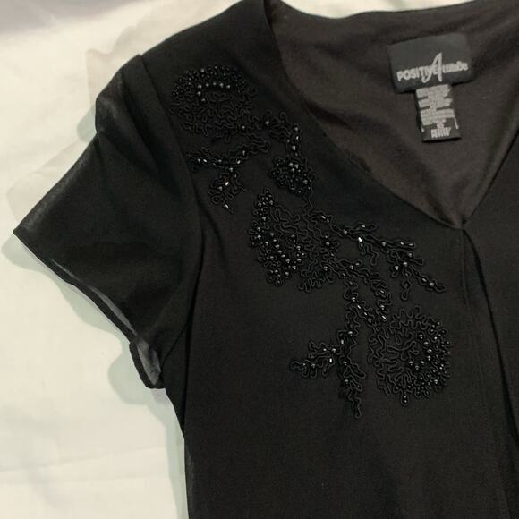 Positive Attitude Black Dress Women's 10 Petite Chiffon Lined - Picture 3 of 13